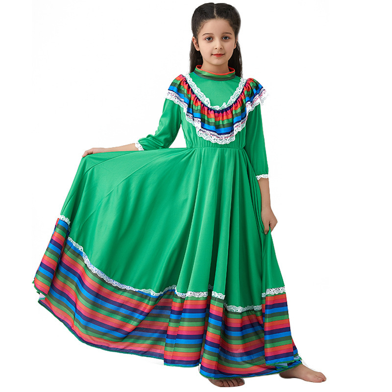 Cross-border exclusive for Mexican girls skirt big skirt ethnic style dress dance costume Halloween spot Cross-border exclusive for Mexican girls skirt big skirt ethnic style dress dance costume Halloween spot