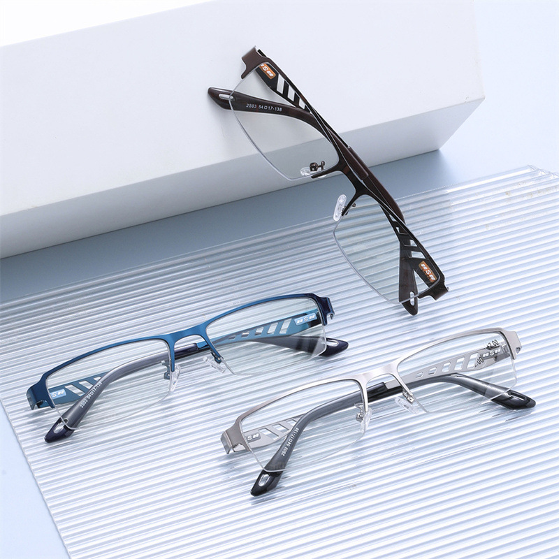 Cross-border color-changing reading glasses anti-blue light multi-focus reading glasses men's metal business half-frame dual-purpose reading mirror