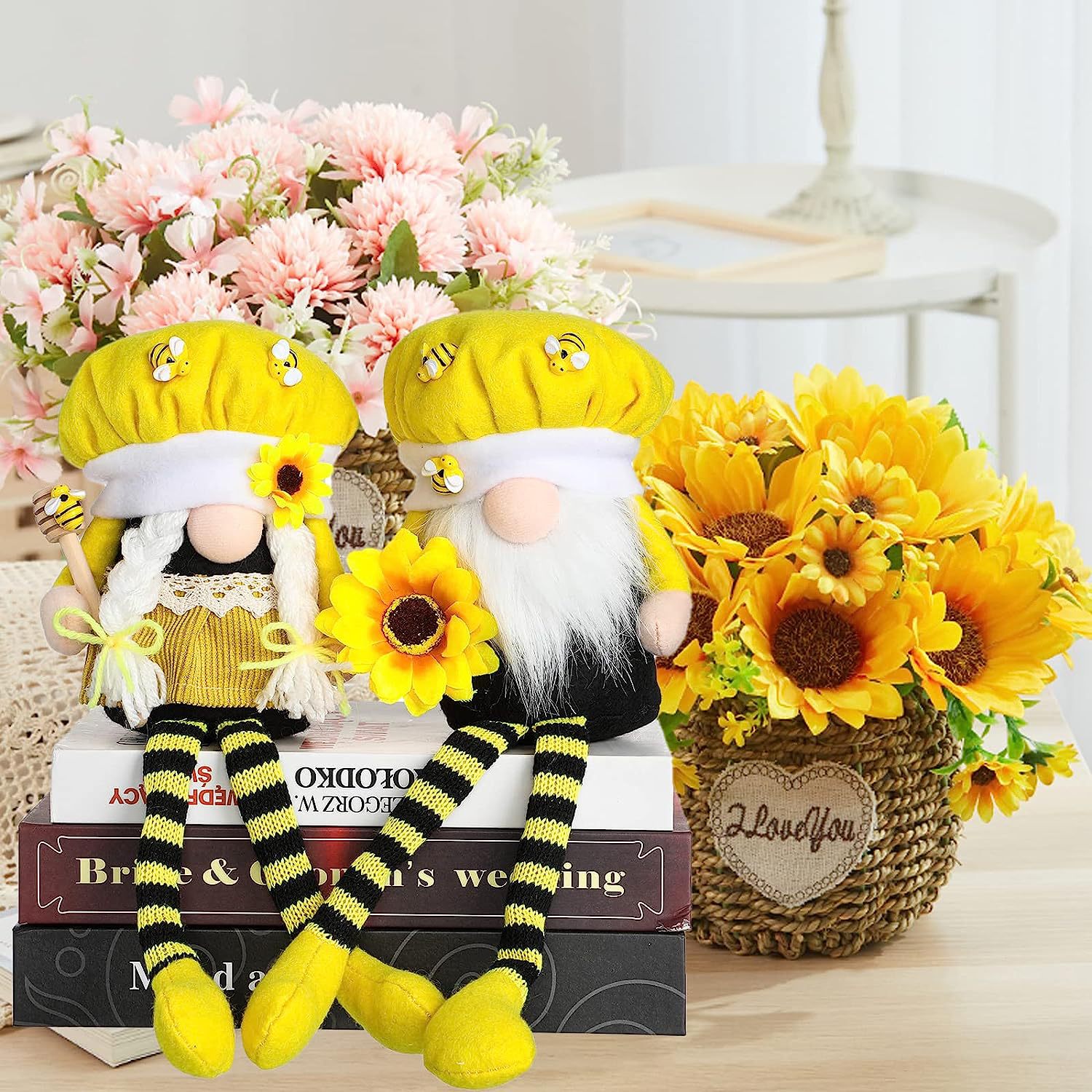 Amazon nueva abeja día decoración regalo abeja pierna larga muñeca sin rostro decoración Festival de la abeja