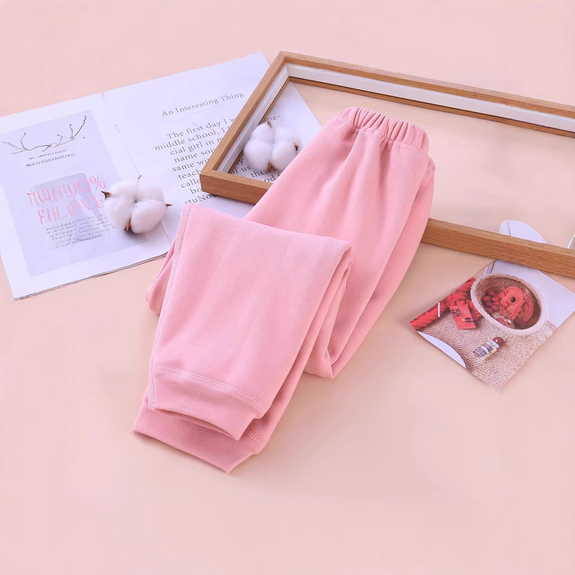Children's wool and silk thermal leggings, seamless, 10A antibacterial, autumn and winter children's loungewear, pajamas, and thermal underwear.