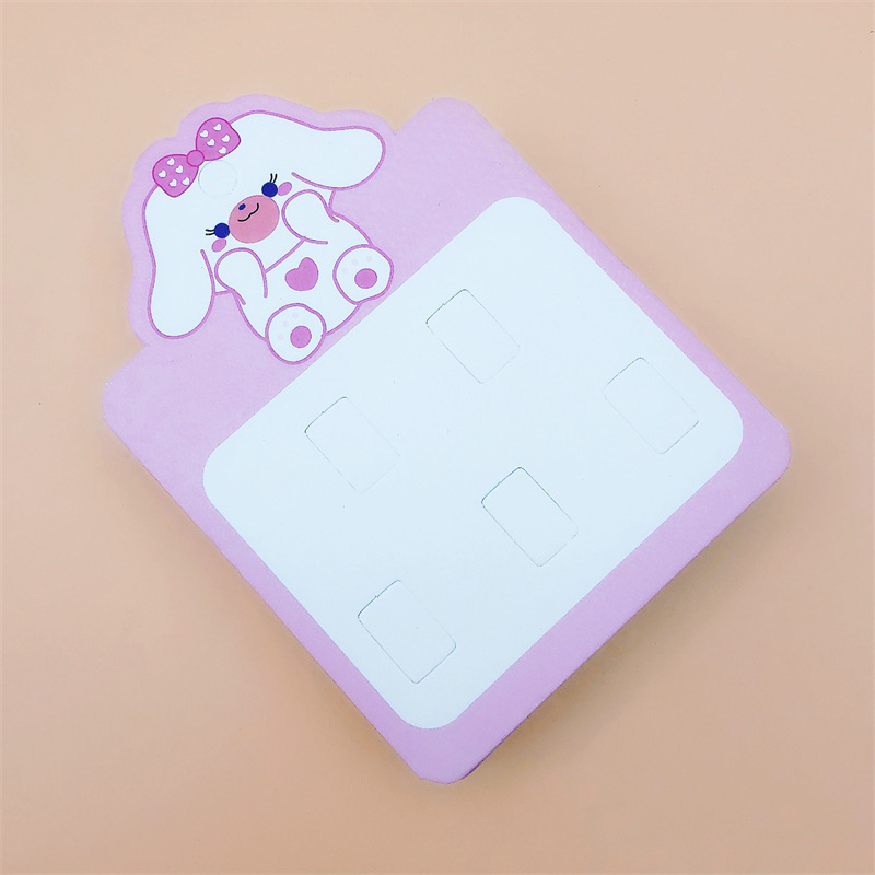 【100张】儿童饰品5卡位卡片批发精品店粉白小狗可爱纸卡发夹可挂