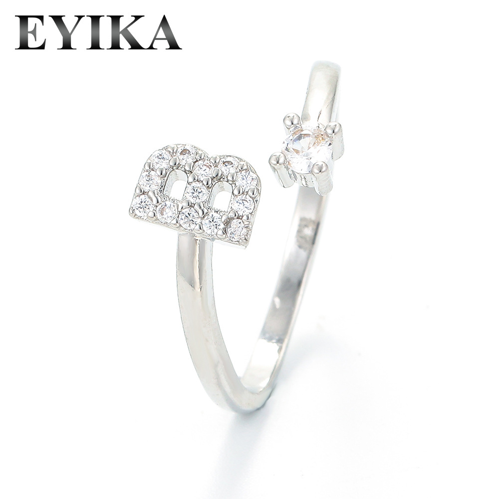 2g Weight Zircon Inlay Material Earrings Classification Korean Letter B Diamond Copper Ring