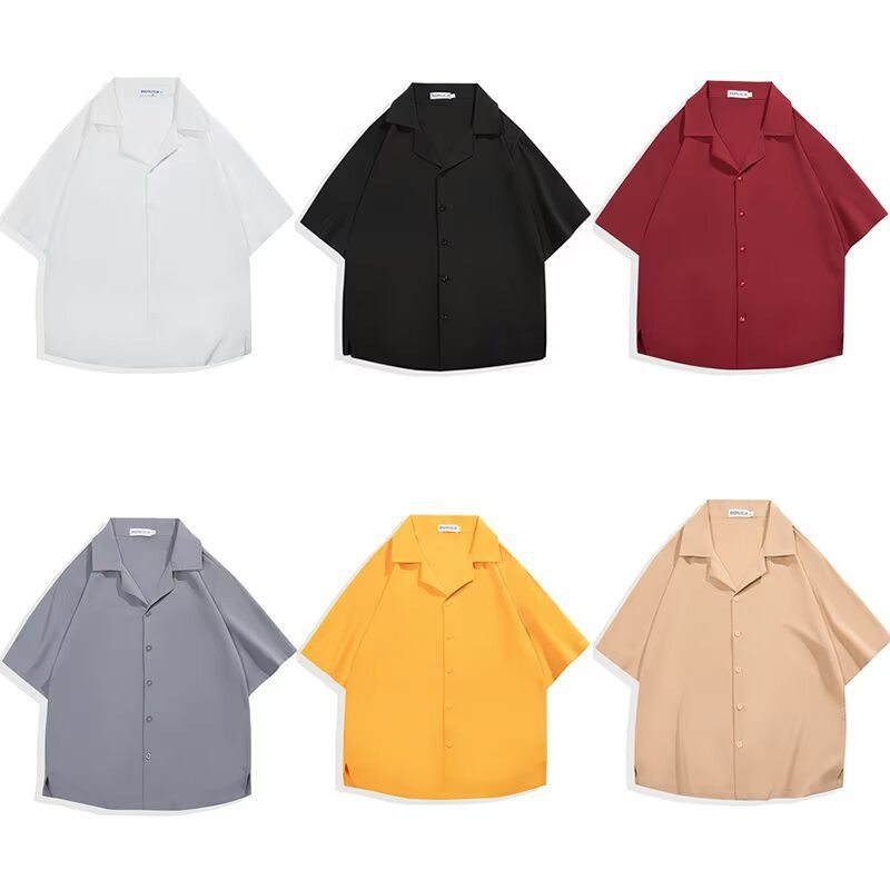 2026 Summer New Solid Color Short-Sleeve Shirt for Men and Women, Niche Simple Style with a Suit Collar, Five-Quarter Sleeves, Drapey and Cool Shirt 2026 Summer New Solid Color Short-Sleeve Shirt for Men and Women, Niche Simple Style with a Suit Collar, Five-Quarter Sleeves, Drapey and Cool Shirt