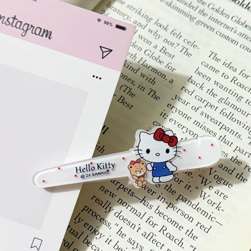 Акриловые заколки Hello Kitty, милые принты (леопард, горох, клетка), лёгкий набор из 6 штук