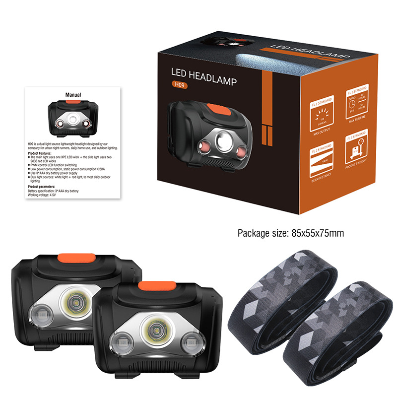 H09 전조등-2 팩 (배터리 없음)