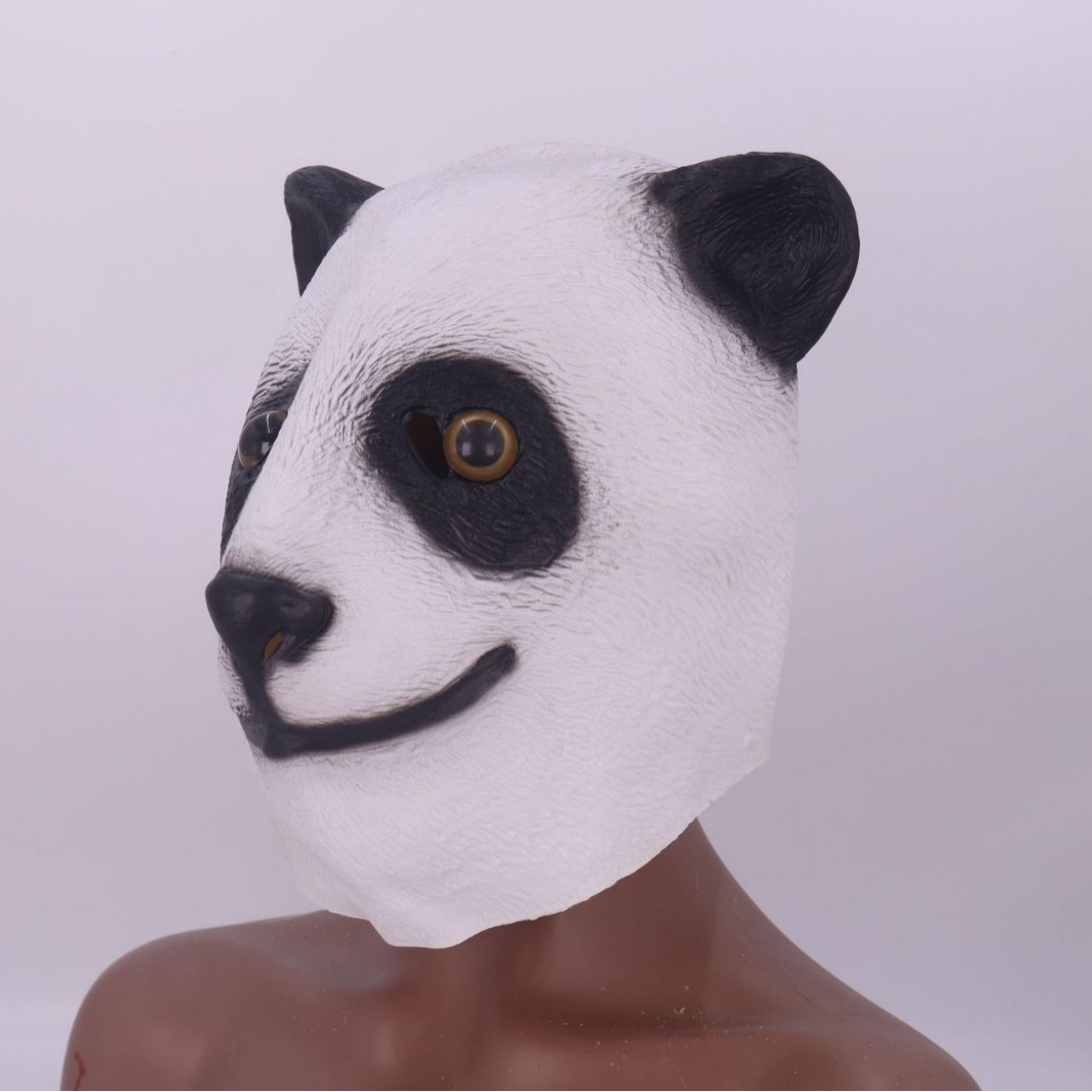 Halloween divertido panda gigante látex animal casco mascarada linda máscara en vivo accesorios de juego de fiesta