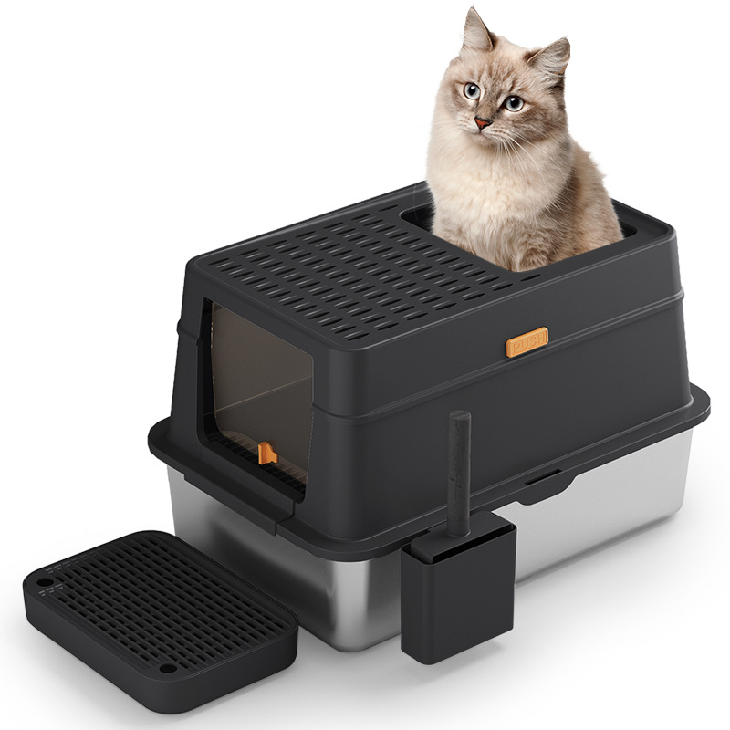 desodorización de acero inoxidable lavabo para gatos desmontable, fácil de limpiar, espesado y anticorrosión transfronterizo inodoro especial para gatos pendiente duradera
