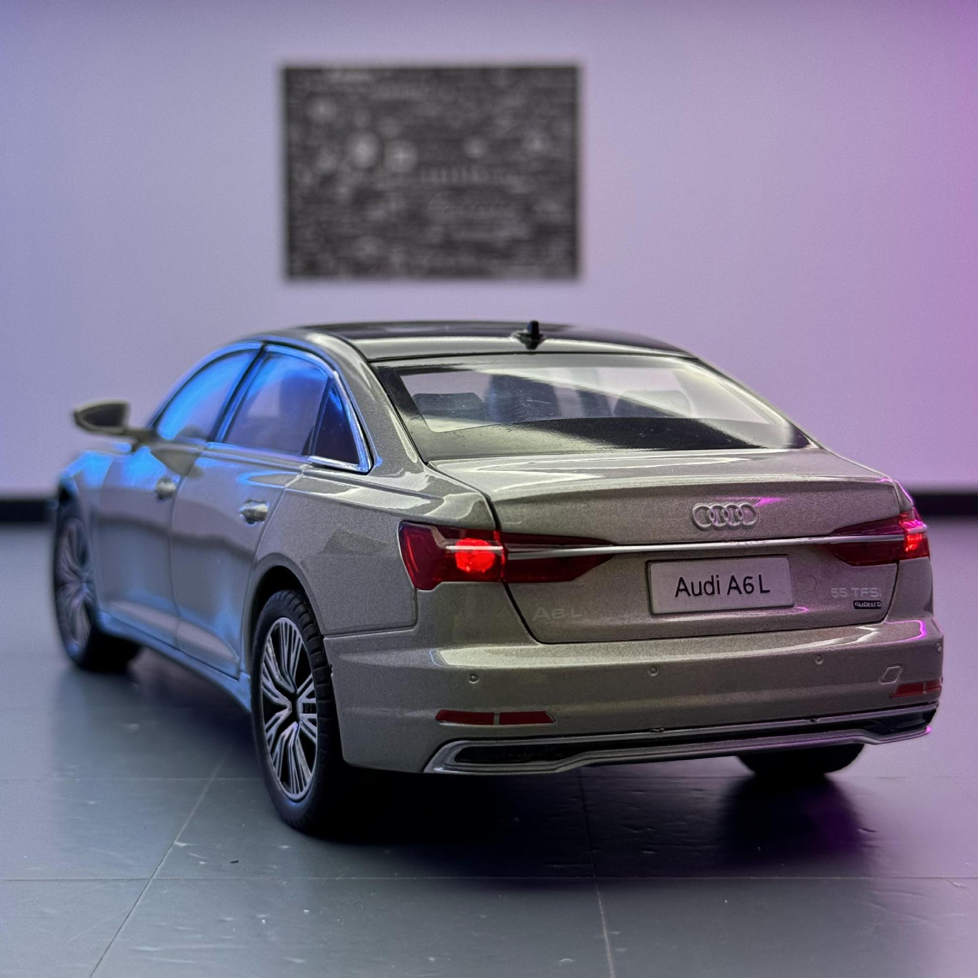 Modelo de automóvil Haochi 1 a 24 Audi A6L coche de aleación con decoración de modelo de luz y sonido