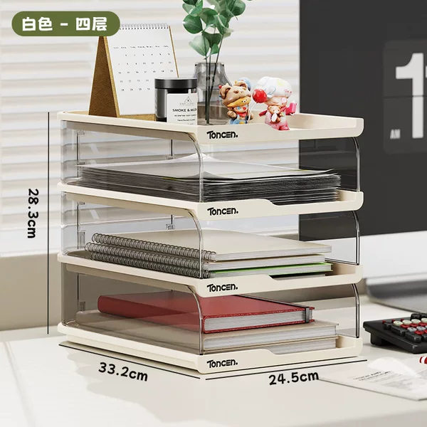 Household double-layer storage rack for living room, bedroom, kitchen, drawer-style desktop plastic storage shelf