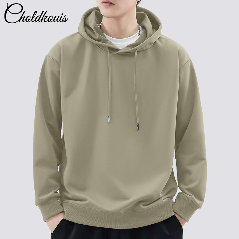 오트밀 그레이 후드 스웨트셔츠 레귤러 스타일 - 솔리드 컬러 [GL]