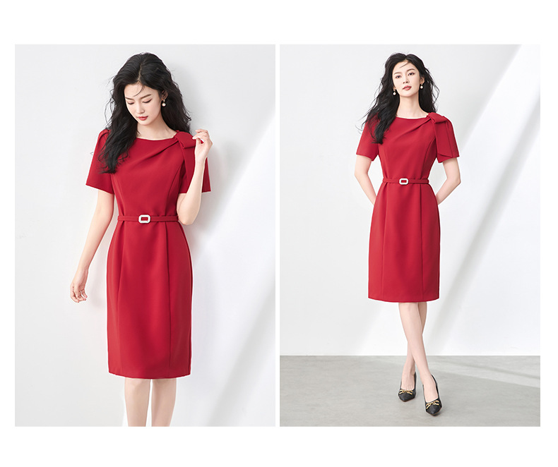 Váy liền dáng ôm body nữ phong cách sang trọng trang trí nơ — Màu đen chi tiết 17