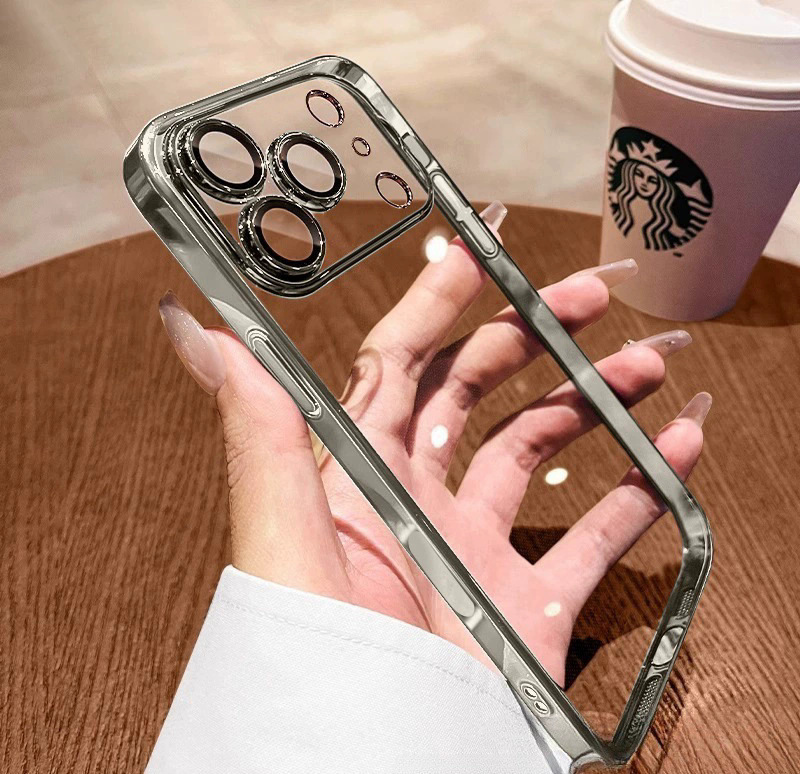 película de lente galvanizada TPU estuche suave para iPhone17PROMAX estuche de teléfono transparente Apple 16 / 15 estuche a prueba de caídas