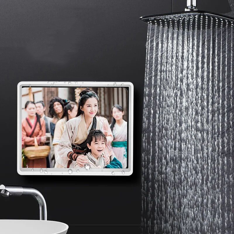 Bathroom Waterproof Tablet Mobile Phone Box Rotatable Bracket Anti-fog ipad Wall Hole-free Wall Hanging Storage Rack