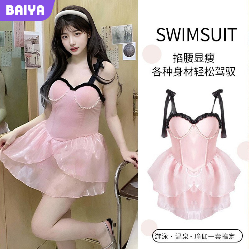 Dulce pequeño trajes de baño de viento de fragancia chicas calientes rosa rosa rosa baldaño sexy balneario trajes de baño al por mayor