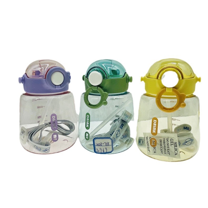 Nuevo vaso de plástico pequeño Nuevo estudiante taza de agua de gran capacidad deportes taza de agua actividad regalo taza portátil correa de agua taza