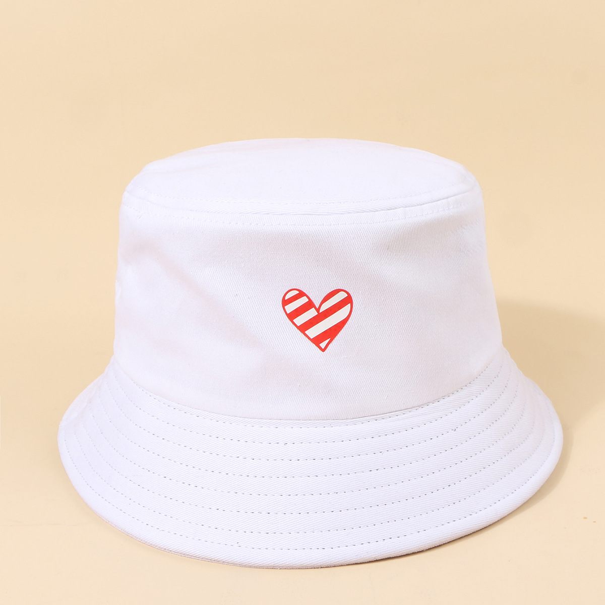 128g Weight Bucket Hat Hats Type Daily Occasion Cotton Material Heart Shape Pattern All Seasons Season Women'S Gender Heart Design Simple Style Style Wide Eaves Rim Women's Simple Style Heart Shape Heart Wide Eaves Bucket Hat 13