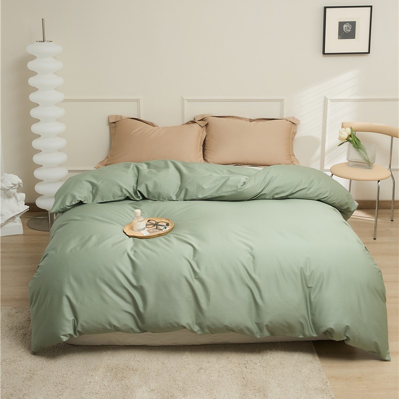 100 fundas de edredón individual de algodón de fibra larga, algodón de cuatro estaciones, color sólido, cama individual simple, funda de almohada individual, sábana de algodón puro