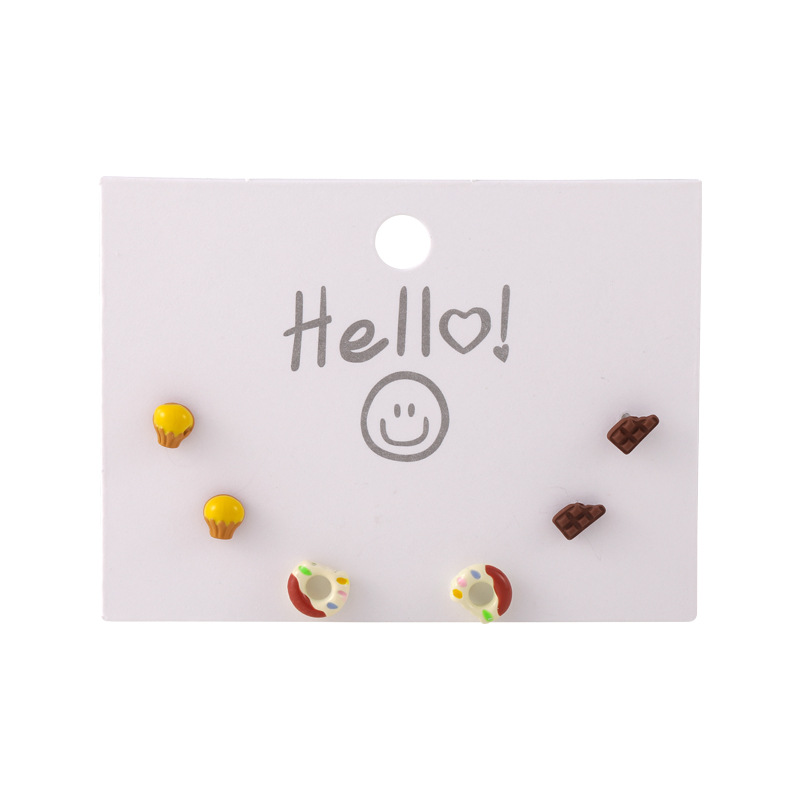 Wholesale Jewelry Candy Color Heart Fruit Animal Stud Earrings 6-piece Set Nihaojewelry display picture 3