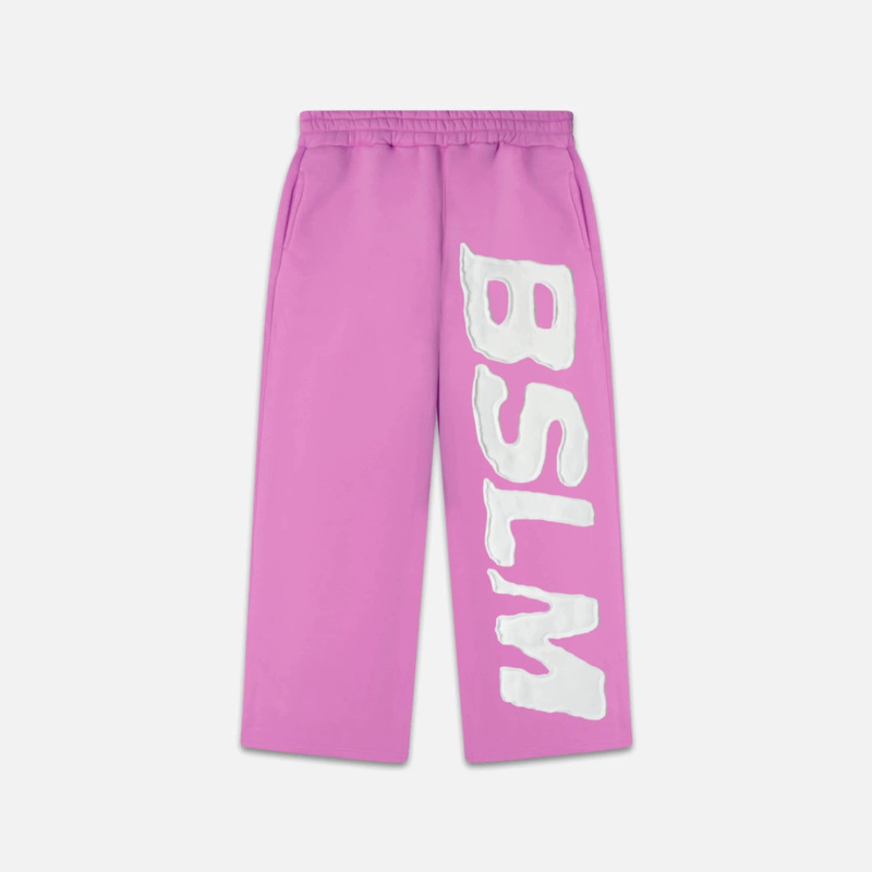 European and American TikTok-style American high-street BSLN loose-fit straight-leg sweatpants with 3D letter patches, unisex casual pants