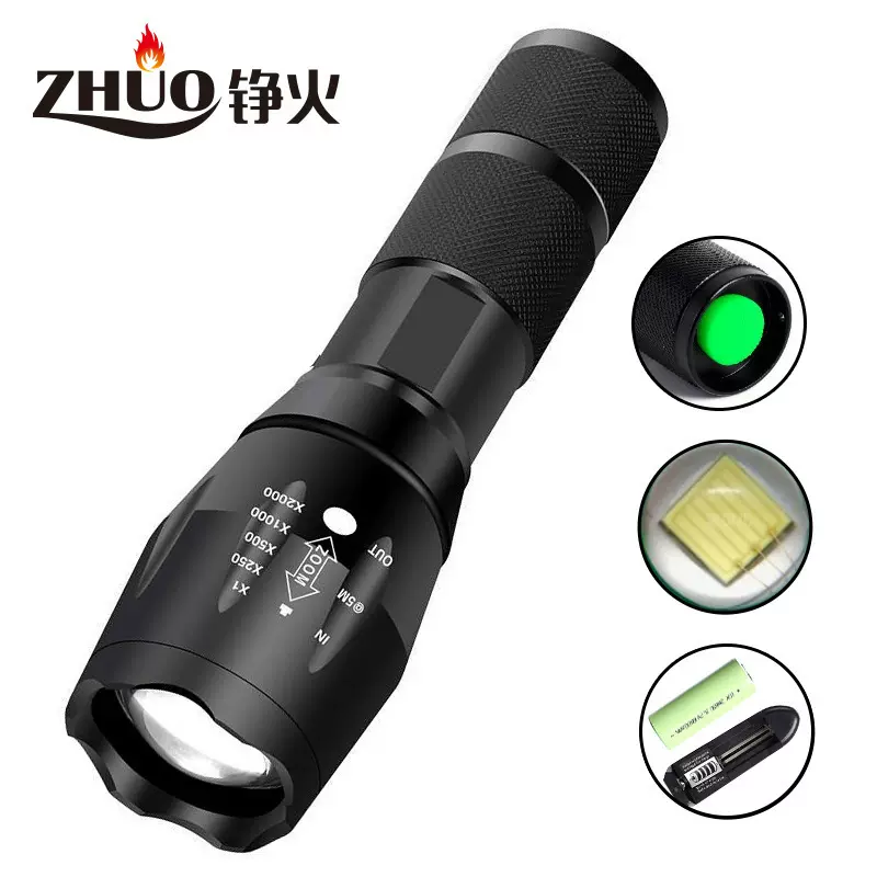 铝合金强光亚马逊A100伸缩调焦户外手握式T6礼品强光手电筒