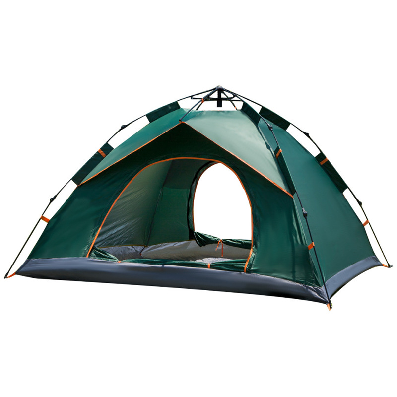 Tienda de camping plegable de pelo recto de fábrica Tienda falsa de doble capa Tienda de camping de apertura rápida automática de 2 puertas sin ventana al aire libre