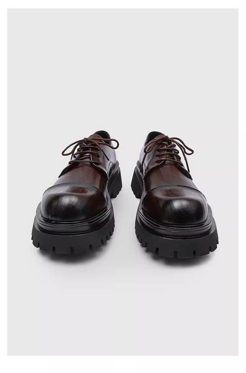 ShoeVault Britischer Modetrend Herren-Lederschuhe Dicke Sohle Derby Zehenkappe Business Hochzeit Bräutigam Weiche Oberfläche Sport Freizeit_voghion.com