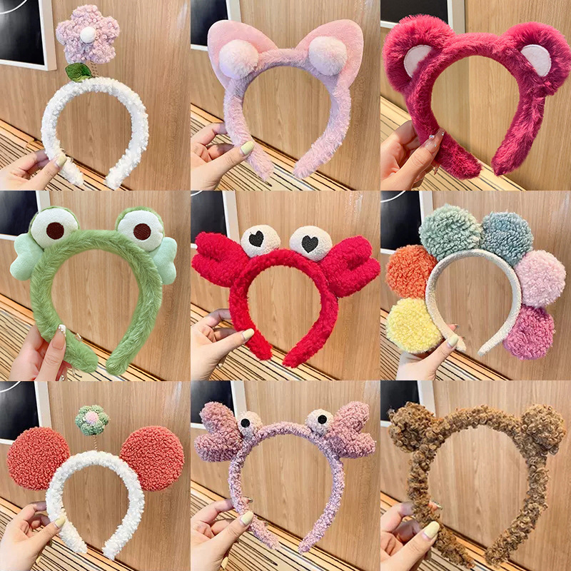 Lavarse la cara en otoño y invierno nuevo clip para el cabello máscara antideslizante pelusa cinta para el cabello lindas bandejas de dibujos animados pareja adornamiento para el cabello