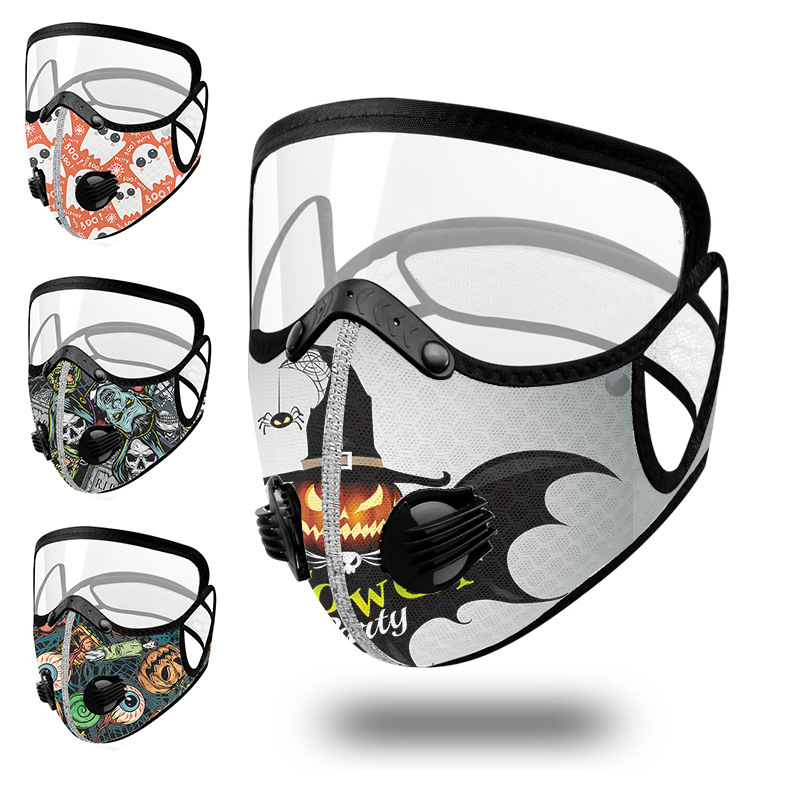 Cross-border Amazon Halloween printed mask washable adult cycling mask outdoor sports dustproof KN95