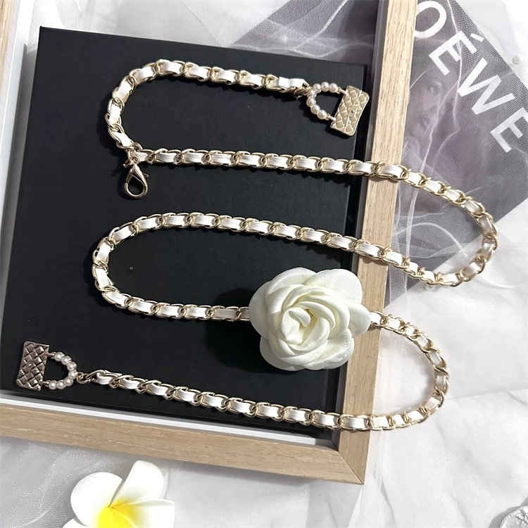 Camelia cadena de la cintura cadena de metal decoración de flores accesorios de estilo Chanel vestido de la cadena de la cintura Denim accesorios de alto grado