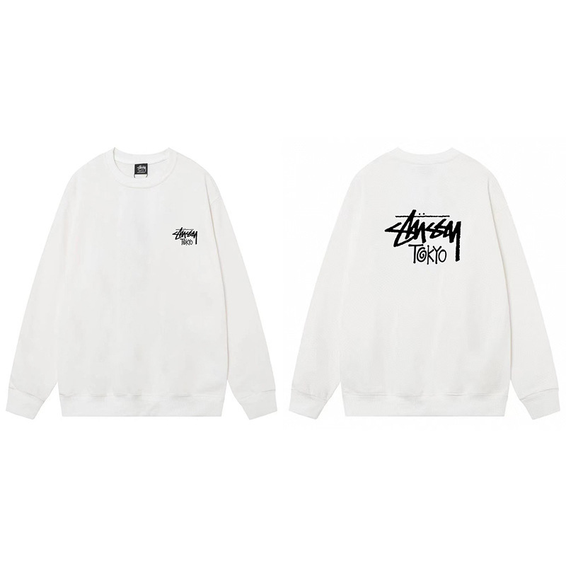 Stussy 斯图西秋冬美式卫衣男女经典字母印花黑8骰子长袖圆领外套|undefined