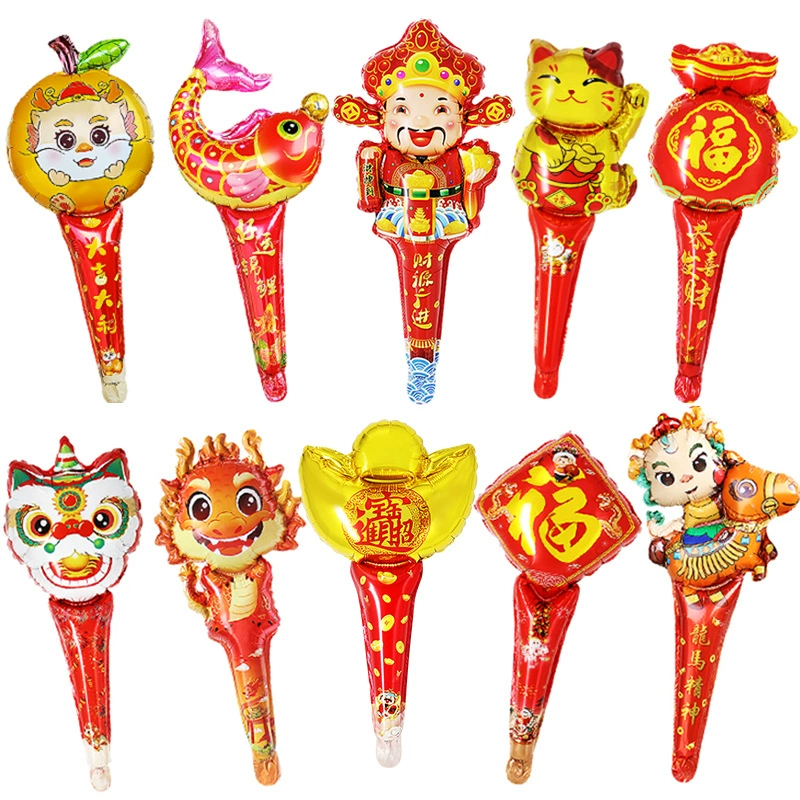 Фольгированный шар-палка среднего размера в форме клювака, символизирующего Бога Богатства, на Новый год 2026 года, Год Лошади