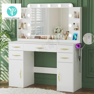 Dressing Table with Light Amazon Amazon European and American Best-Selling Panel Furniture Cross-Border Supply Factory Wholesale