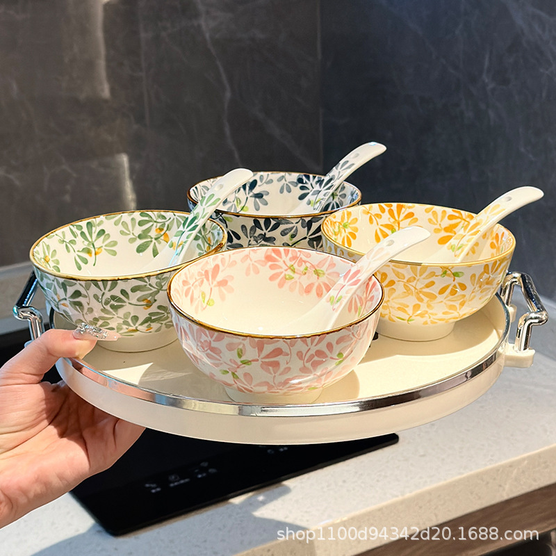 Ceramic Bowl household Japanese eating bowl creative high-looking ins underglaze rice bowl ceramic tableware wholesale New Ceramic Bowl household Japanese eating bowl creative high-looking ins underglaze rice bowl ceramic tableware wholesale New