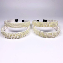 欧美白色珍珠发箍复古时尚百搭头箍多拍珍珠压发头饰手工简约饰品