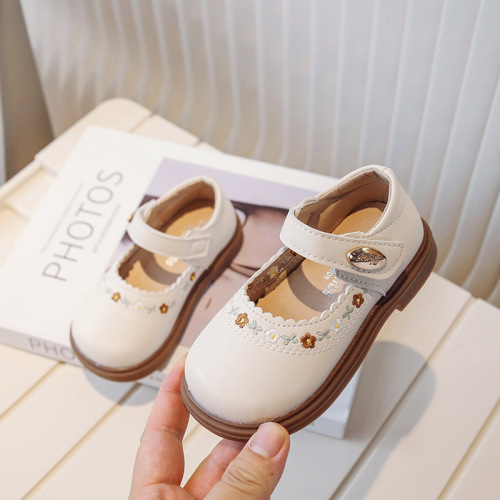 Girls leather shoes spring and autumn new soft-soled children's princess shoes women's non-slip girls' baby shoes square toe small and medium-sized children's shoes