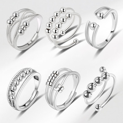 Cross border jewelry Fretful Anxiety Ring rotate Restless Ring decompression Open cubic meter Bead stress eliminate Ring Ring