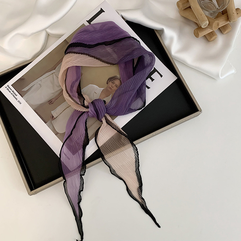 Pañuelo de seda de alta calidad nuevo estilo bufanda arrugada a juego de colores bufanda en forma de diamante bufanda de tul decorativa multifuncional de moda cinturón