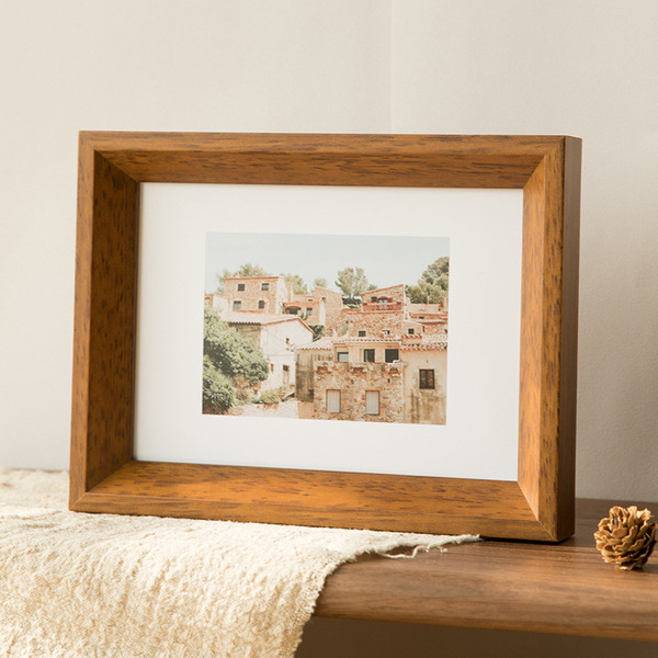 Wooden table wall photo frame from natural wood