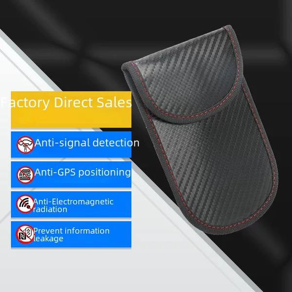 Straw Mat Pattern Carbon Fiber Mobile Phone Radiation-Proof Signal Shielding Bag Rfid Car Shielding Key Bag Mobile Phone Case Portable