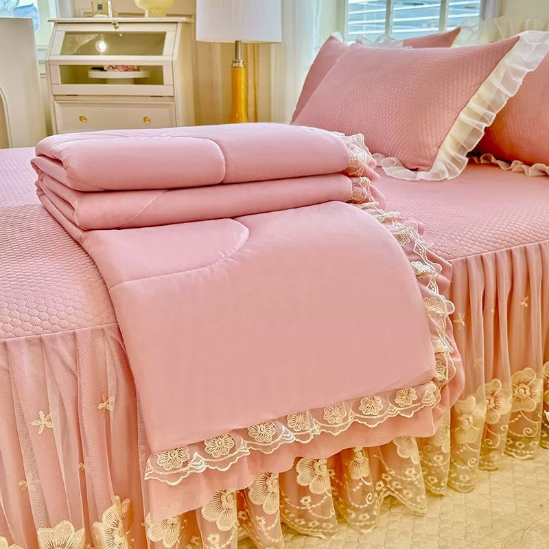 Mat, summer duvet, double-layer silk set, 4 piece set, lace dress, 3 piece set