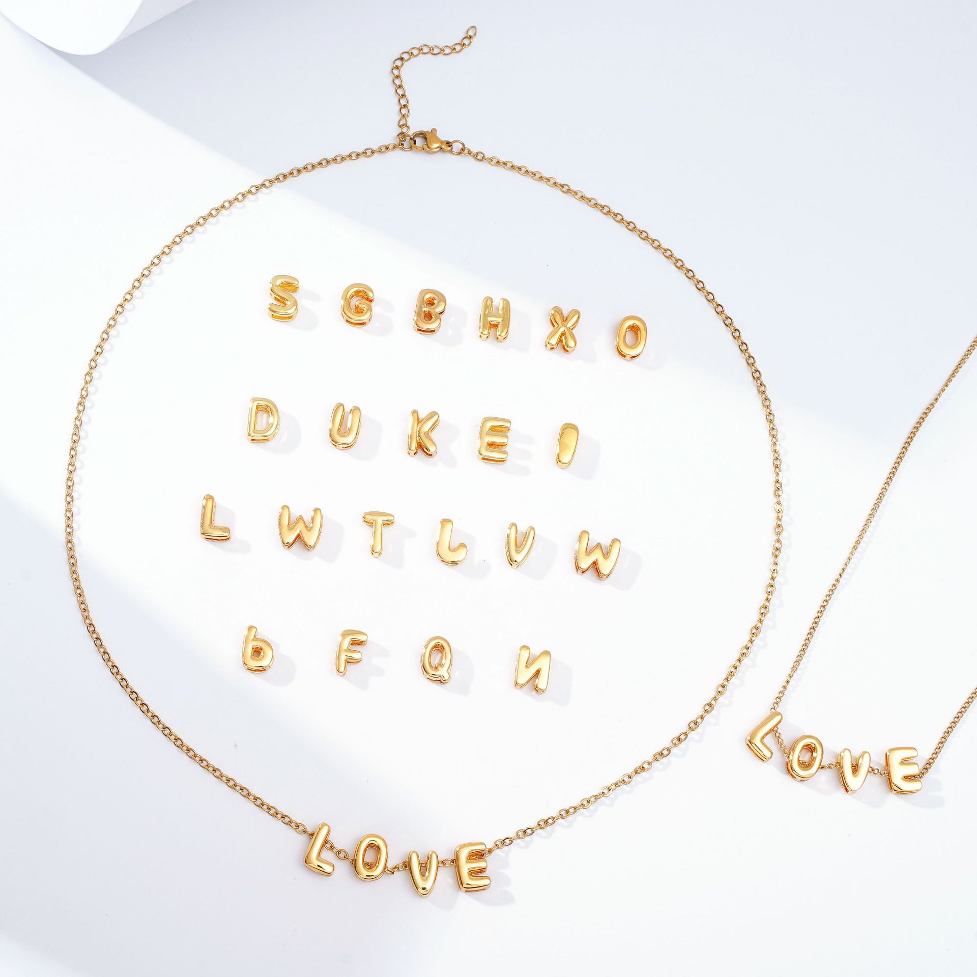 5g Weight 1 Piece 10*10mm 304 Stainless Steel Copper Letter DIY Jewelry Accessories Beads Chain