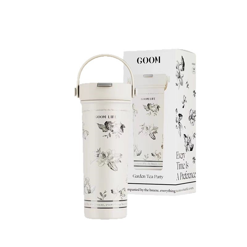 GOOM繁花似锦保温杯女水杯大容量女生高颜值便携吸管杯子礼品物|undefined