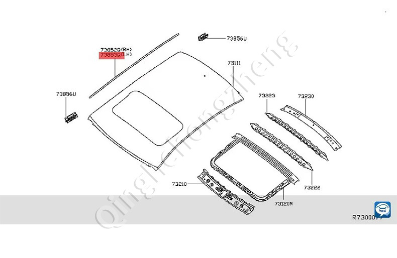 73853-3Ta0A Is Suitable for Nissan Teana 13-18 Models, Roof Gutter Rubber Strip, Rubber Waterproof Sealing Strip