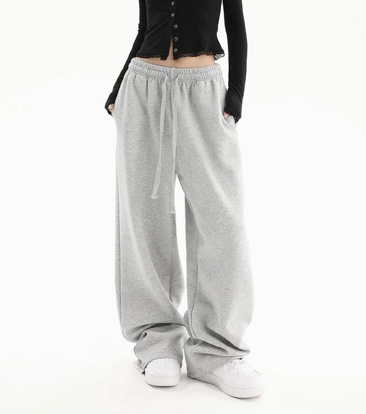 Cross-border Aliexpress pantalones simples de color sólido mujeres hip-hop tendencia casual pantalones deportivos rectos sueltos pantalones largos image 6