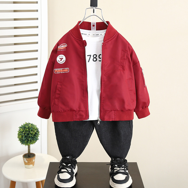 5832 chaqueta de uniforme de béisbol para niños 2025 nueva chaqueta de primavera y otoño para niños, ropa de otoño para bebés de moda