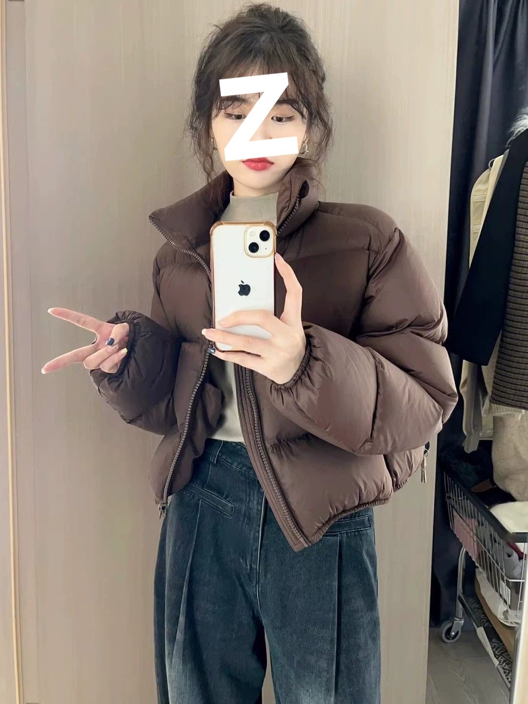 Women's Short High Waist Puffer Jacket Thickened Down Coat_voghion.com