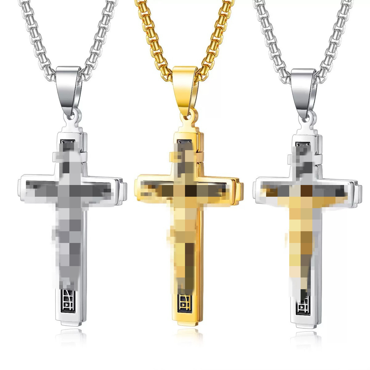 European and American Style Cross Stainless Steel Necklace Men's Personalized Hip-Hop Wear Accessories Punk Trendy Design Pendant