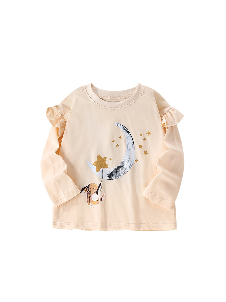 Malwee niñas mangas largas de otoño nueva camiseta europea y americana para niños de media edad cuello redondo casual camiseta de niña