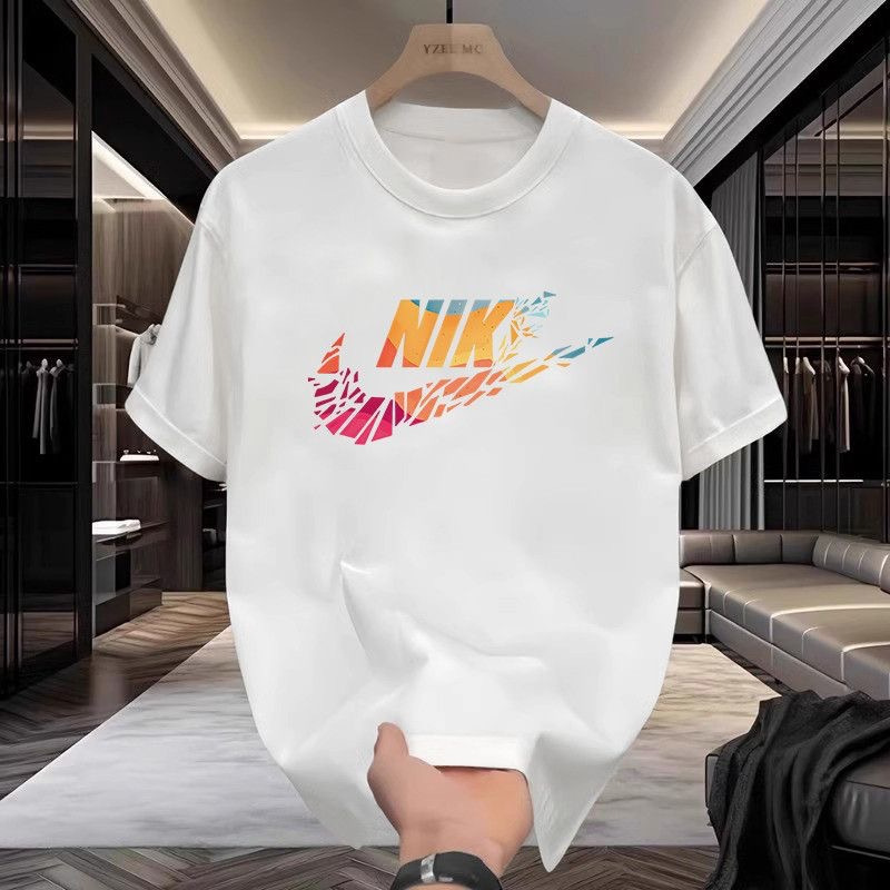 クロスボーダー夏用半袖Tシャツ メンズ カップルプリント トレンドブランド ゆったり カジュアル 綿100% 丸首トップス トレンド|undefined