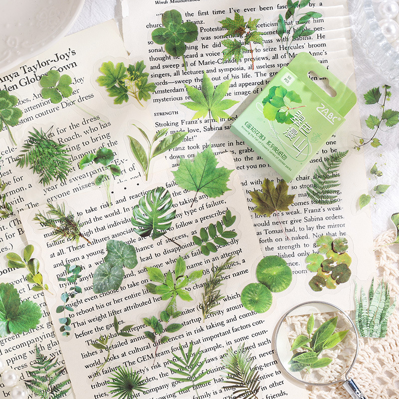 Flores a distancia transparentes pegatinas de mascotas impermeables ins viento creativo en caja pegatinas de plantas de flores diy pegatinas de contabilidad